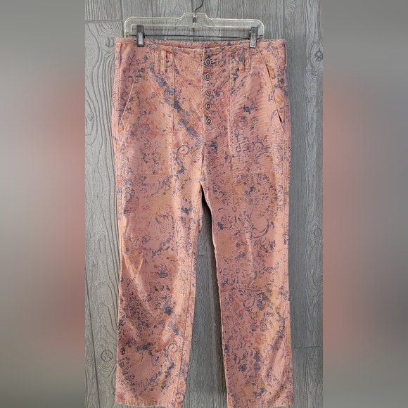 NWOT "The wander" pants by Anthropologie, coral colored with a paisley design. - Picture 1 of 6